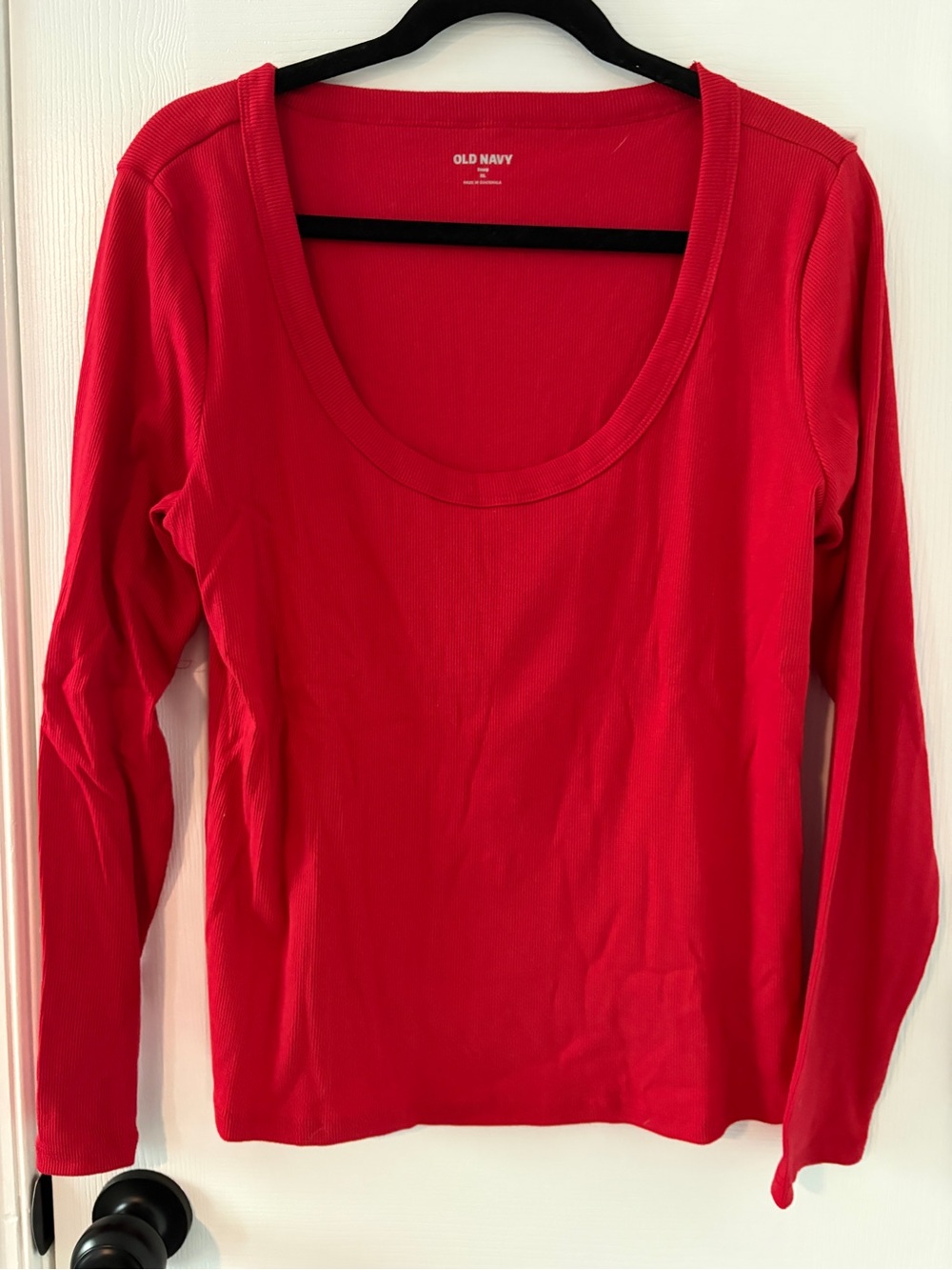 Old Navy Red Scoop Neck Long Sleeve Tee